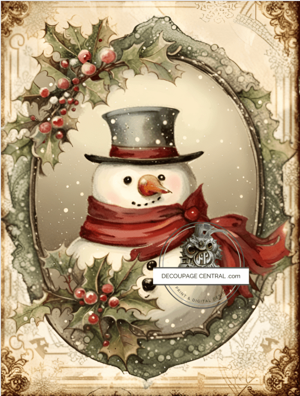 DIGITAL IMAGE: Snowman Instant Download - Decoupage Central