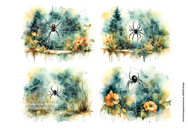 DIGITAL IMAGE: Spider Quad Instant Download - Decoupage Central
