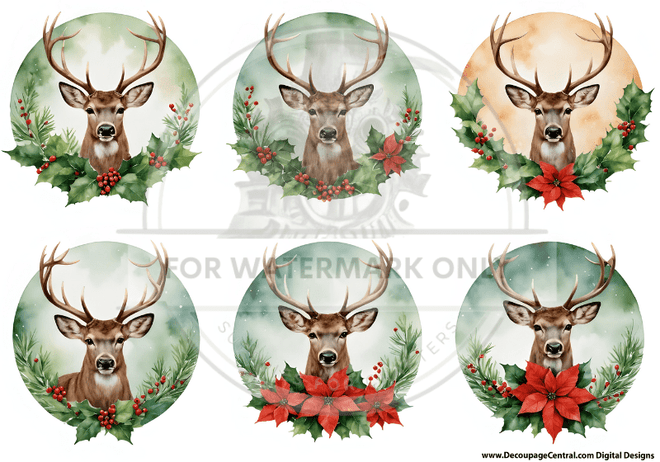 DIGITAL IMAGE: Stags for Ornaments - Decoupage Central