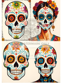 DIGITAL IMAGE: Sugal Skull Quad - Decoupage Central
