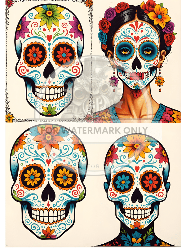 DIGITAL IMAGE: Sugal Skull Quad - Decoupage Central