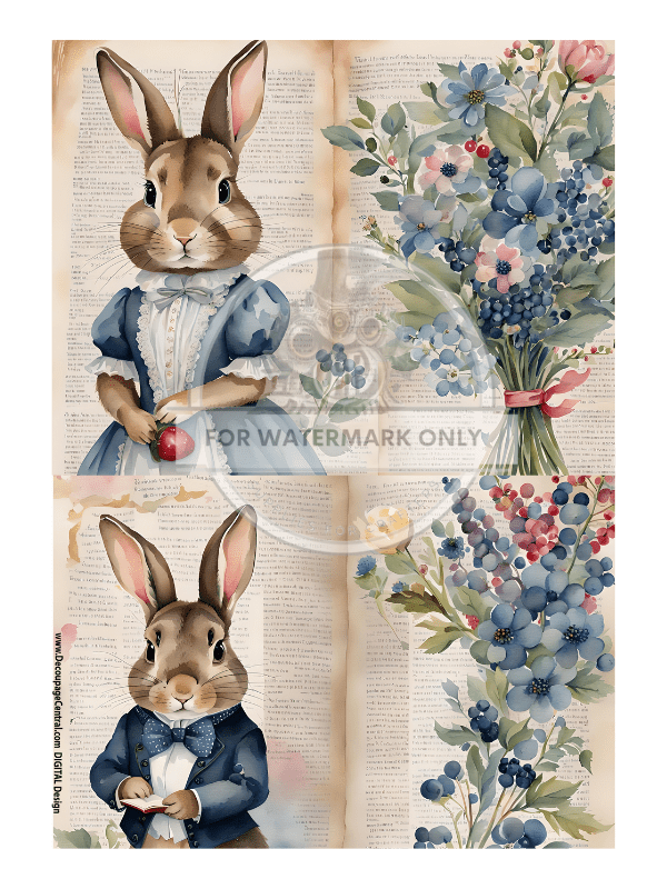 DIGITAL IMAGE: Summer Bunny Instant Download - Decoupage Central