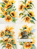 DIGITAL IMAGE: Sunflower Collection . Instant Download - Decoupage Central