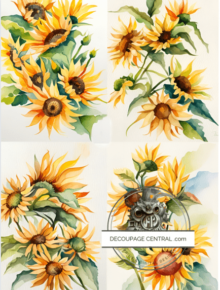 DIGITAL IMAGE: Sunflower Collection . Instant Download - Decoupage Central
