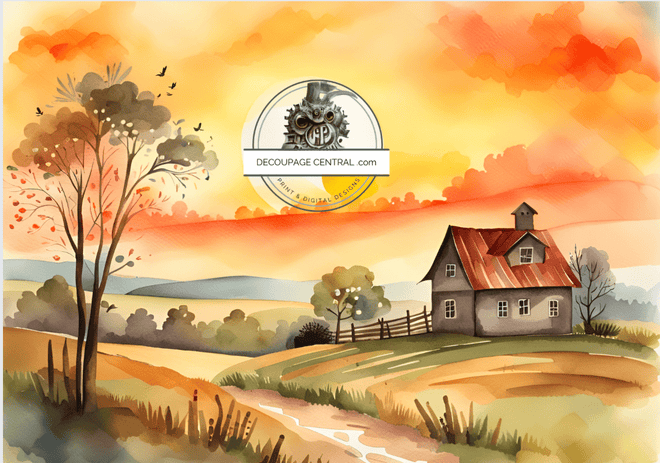 DIGITAL IMAGE: Sunrise on the Farm Instant Download - Decoupage Central