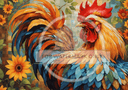 DIGITAL IMAGE: Technicolor Rooster - Decoupage Central