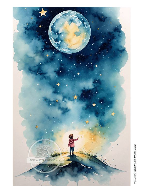 DIGITAL IMAGE: The Moon Instant Download - Decoupage Central