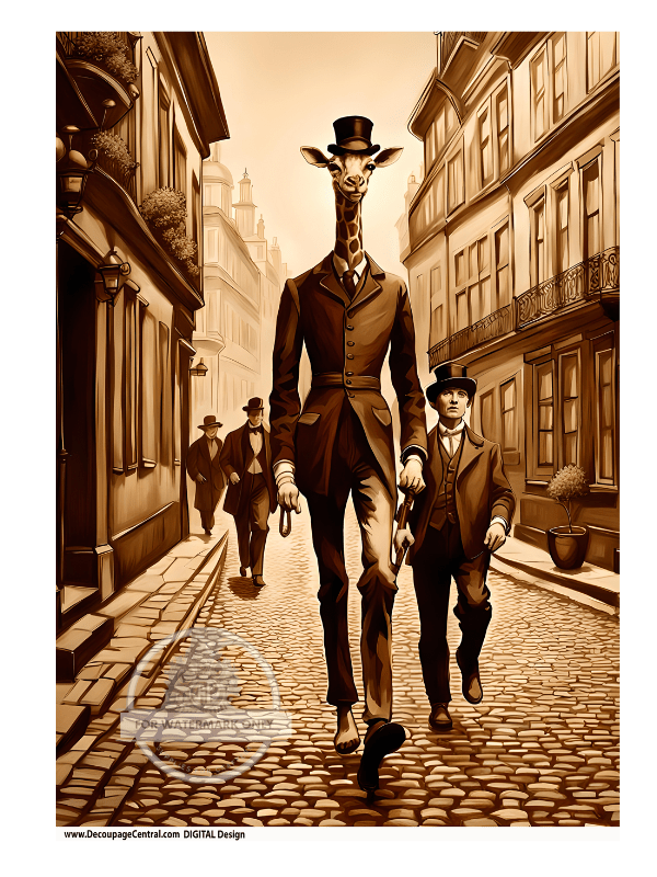 DIGITAL IMAGE: The New Giraffe In Town Instant Download - Decoupage Central