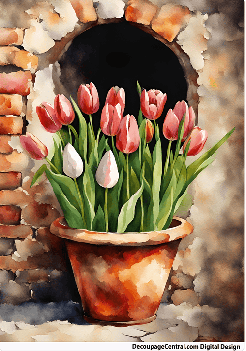 DIGITAL IMAGE: Tulips Instant Download - Decoupage Central