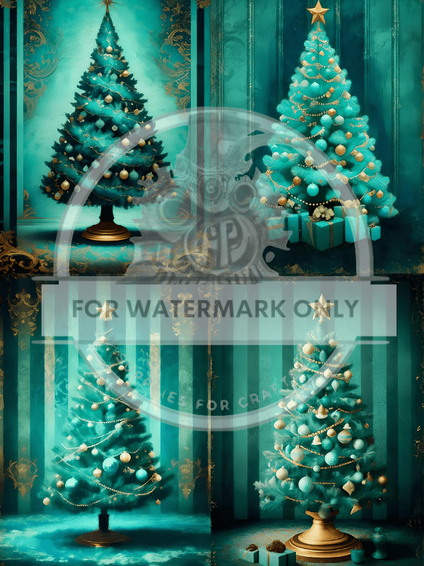DIGITAL IMAGE: Turquoise Christmas Tree Instant Download - Decoupage Central