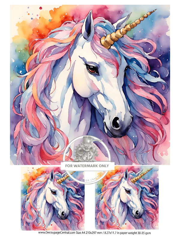 DIGITAL IMAGE: Unicorn Trio Instant Download - Decoupage Central