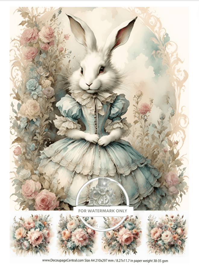 DIGITAL IMAGE: Victorian Bunny Instant Download - Decoupage Central