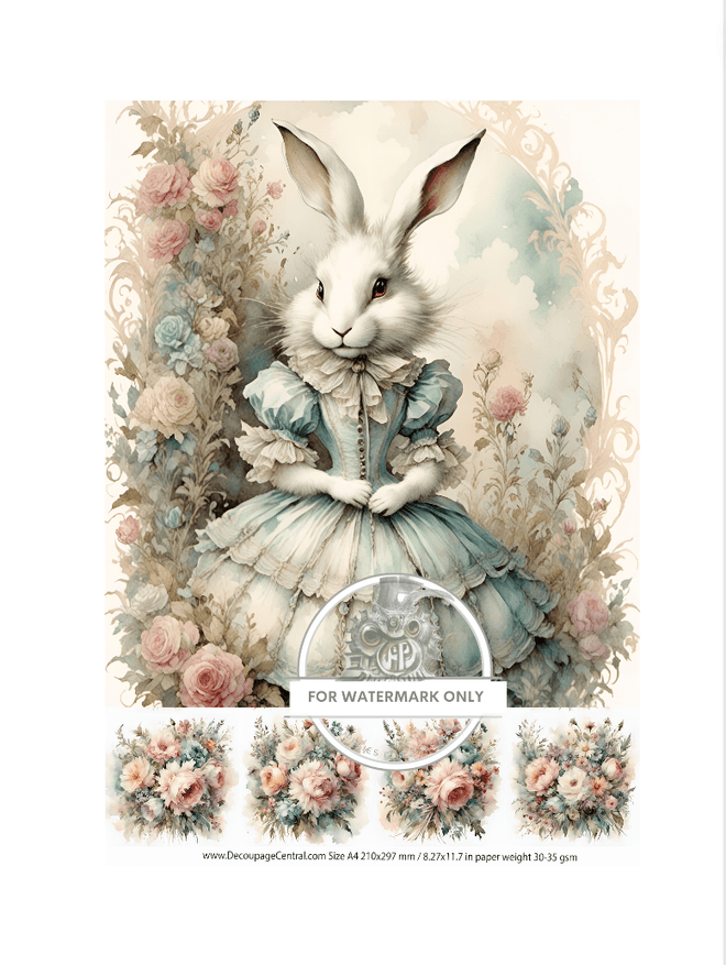DIGITAL IMAGE: Victorian Bunny Instant Download - Decoupage Central