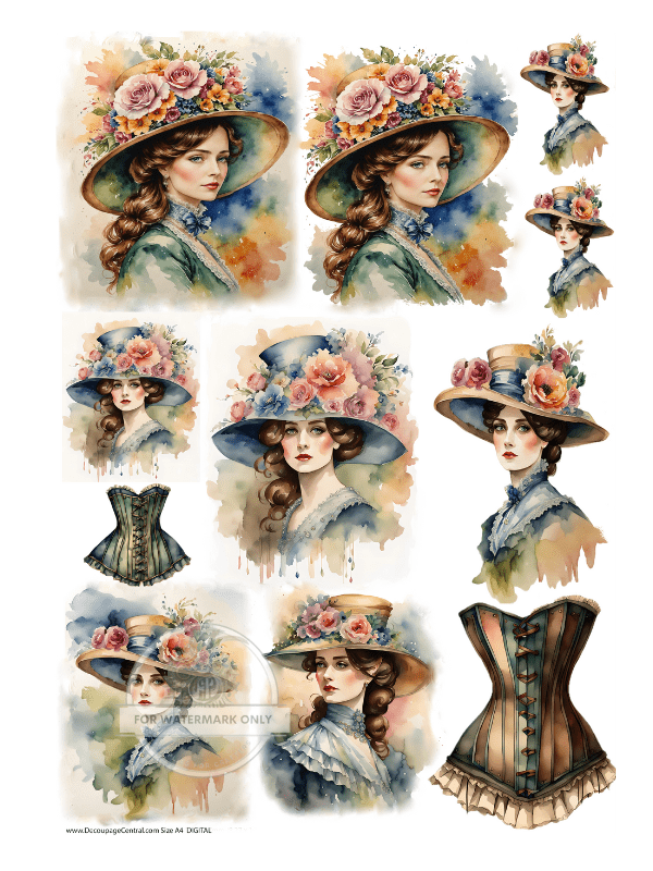 DIGITAL IMAGE: Victorian Girls Instant Download - Decoupage Central