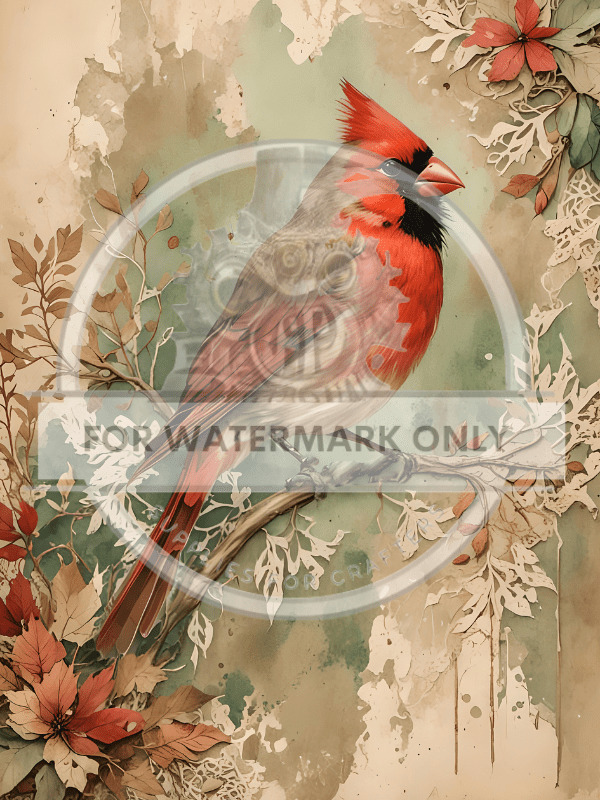 DIGITAL IMAGE: Vntage Cardinal - Decoupage Central