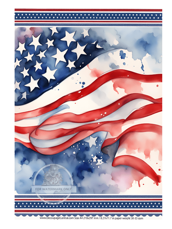 DIGITAL IMAGE: Watercolor Flag Instant Download - Decoupage Central