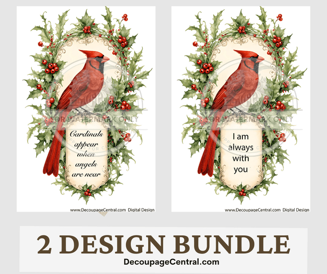 DIGITAL IMAGE: When Cardinals Are Near 2 Image Set Instant Download - Decoupage Central