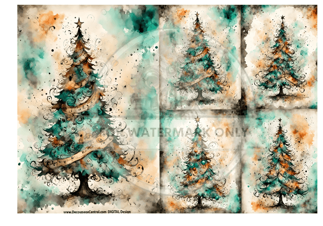 DIGITAL IMAGE: Whimsical Christmas Tree Instant Download - Decoupage Central