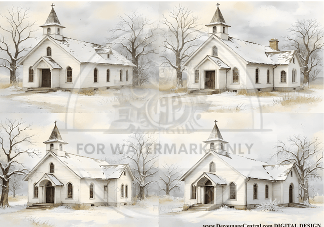 DIGITAL IMAGE: Winter Chapel - Decoupage Central