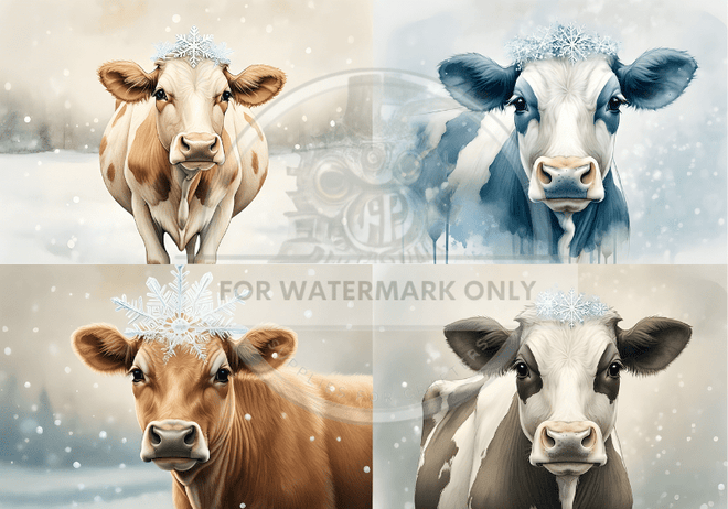 DIGITAL IMAGE: Winter Cow Queen - Decoupage Central