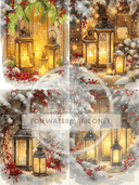 DIGITAL IMAGE: Winter Lantern Quad - Decoupage Central