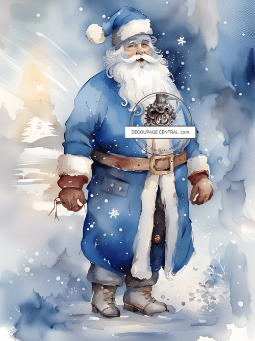 DIGITAL IMAGE:Blue Santa Instant Download - Decoupage Central