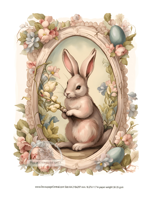 DIGITAL IMAGE:Cottagecore Bunny Instant Download - Decoupage Central