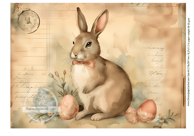 DIGITAL IMAGE:Easter Carte Postale Bunny Instant Download - Decoupage Central