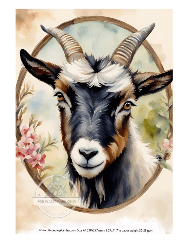 DIGITAL IMAGE:Goat Instant Download - Decoupage Central