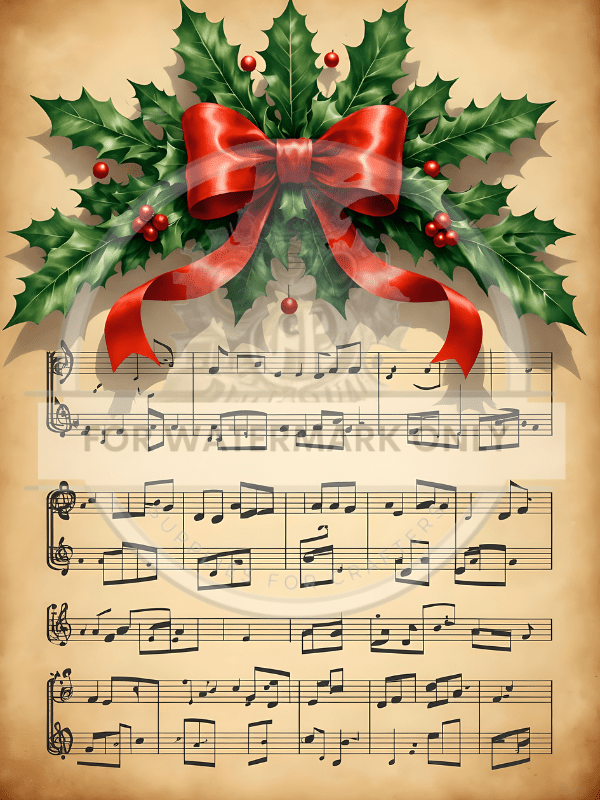 DIGITAL IMAGE:Music Poinsettia Instant Download - Decoupage Central