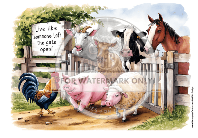 DIGITAL IMAGE:Open Gates Sign Instant Download - Decoupage Central