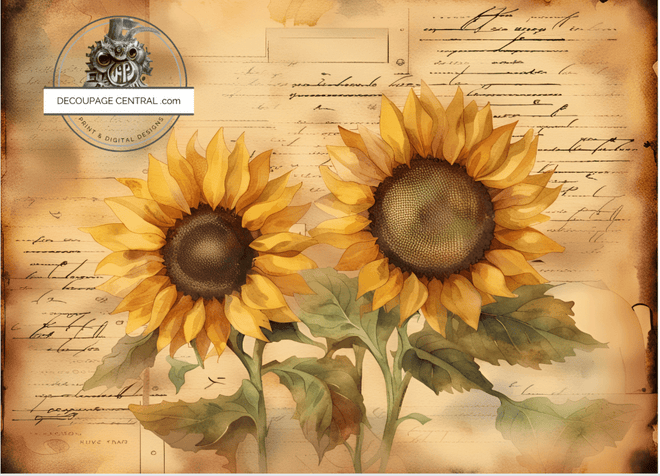 DIGITAL IMAGE:She Loves Sunflowers Instant Download - Decoupage Central
