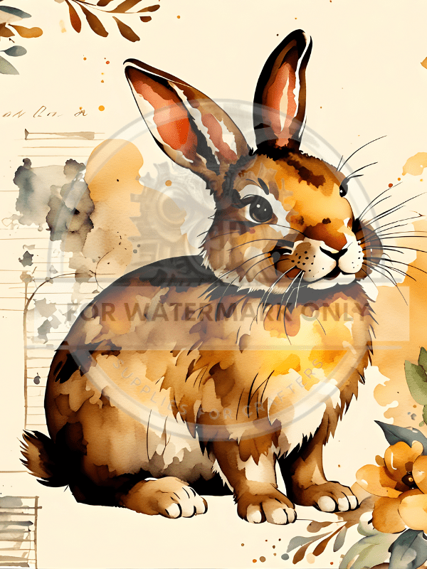 DIGITAL IMAGE:Watercolor Bunny - Decoupage Central