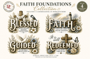 Faith Foundations Collection: Includes 4 Coordinating UV PermaStickers 10.51 in x 7.88 in - Decoupage Central