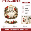 Faith, Hope, Love UV DTF PermaSticker 3.44" x 5" - Decoupage Central