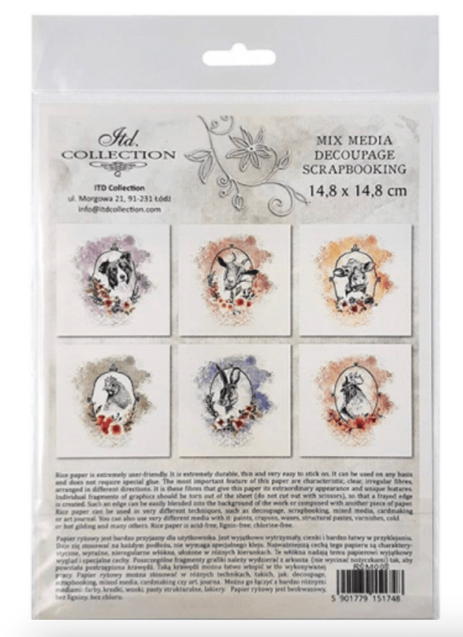 Farm Pals, ITD Mini Decoupage Set: 5.8 inch/6 pages - Decoupage Central