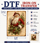 Holly Jolly Santa Iron-On Transfer 2.91 in x 4 in - Decoupage Central