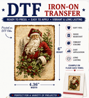 Holly Jolly Santa Iron-On Transfer 4.36 in x 6in - Decoupage Central