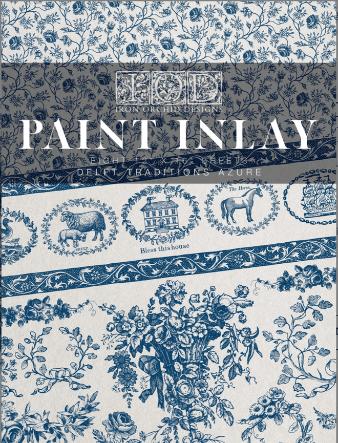 IOD Delft Traditions AZURE, Paint Inlays 12" x16" Pad, 8 pages - Decoupage Central