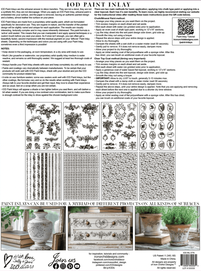 IOD Delft Traditions NOIR, Paint Inlays 12" x16" Pad, 8 pages - Decoupage Central