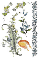 IOD Fairytale Florals , Rub on Transfer 12" x 8" Pad. - Decoupage Central