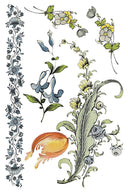 IOD Fairytale Florals , Rub on Transfer 12" x 8" Pad. - Decoupage Central