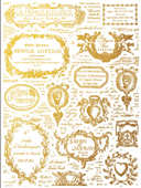 IOD GILDED GOLD FOIL Transfer Etiquettes, Rub on Transfer 12" x16" Pad - Decoupage Central