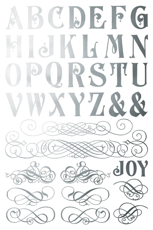 IOD GILDED Gold & Siliver FOIL Transfer Figgy & Flourish, Rub on Transfer 8" x12" Pad - Decoupage Central