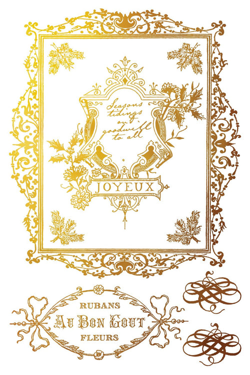 IOD GILDED Gold & Siliver FOIL Transfer Figgy & Flourish, Rub on Transfer 8" x12" Pad - Decoupage Central