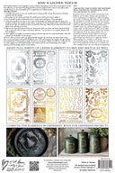 IOD GILDED Gold & Siliver FOIL Transfer Figgy & Flourish, Rub on Transfer 8" x12" Pad - Decoupage Central