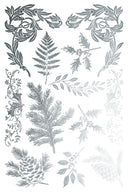 IOD GILDED Gold & Siliver FOIL Transfer Figgy & Flourish, Rub on Transfer 8" x12" Pad - Decoupage Central