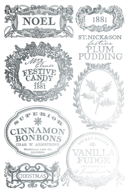 IOD GILDED Gold & Siliver FOIL Transfer Figgy & Flourish, Rub on Transfer 8" x12" Pad - Decoupage Central