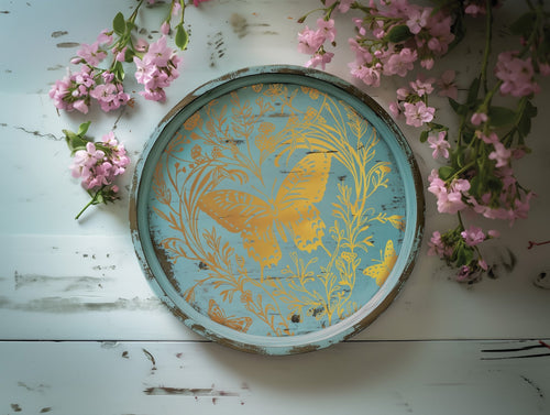 IOD GILDED Gold & Siliver FOIL Transfer Papillon, Rub on Transfer 8" x12" Pad - Decoupage Central