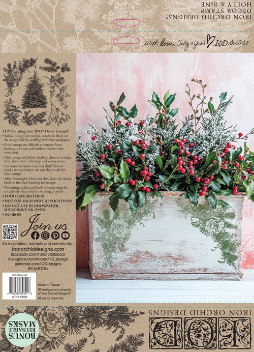 IOD Holly & Pine Stamp Collection 12"x 12" - Decoupage Central